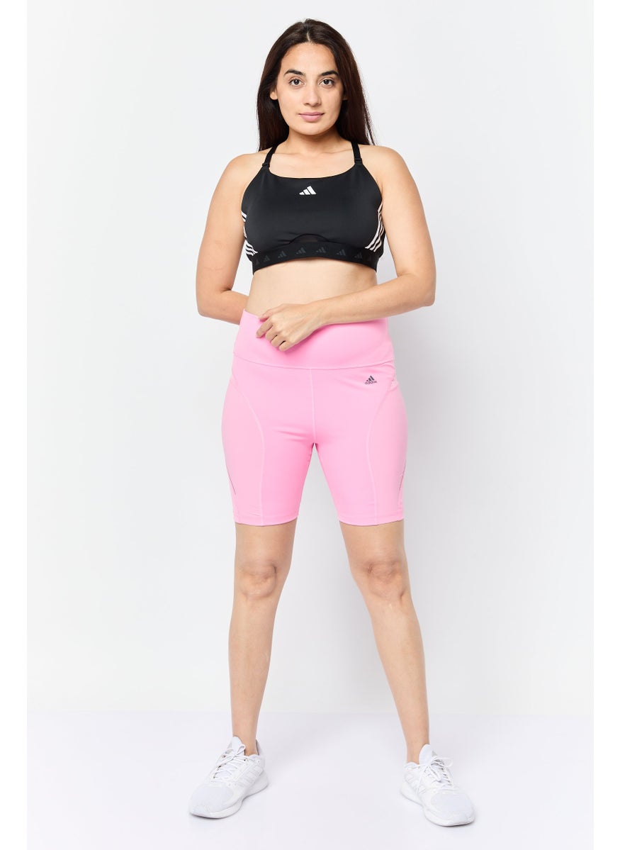 Adidas - Women Tight Fit Brand Logo Training Tights, Pink - Image 1