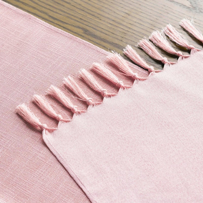 Artoid Mode Blush Pink Tassel Table Runner, Linen Blend Rustic Farmhouse Style Kitchen Table Decoration Holiday Wedding Party Dinning Decor 13x72 Inch - Image 4