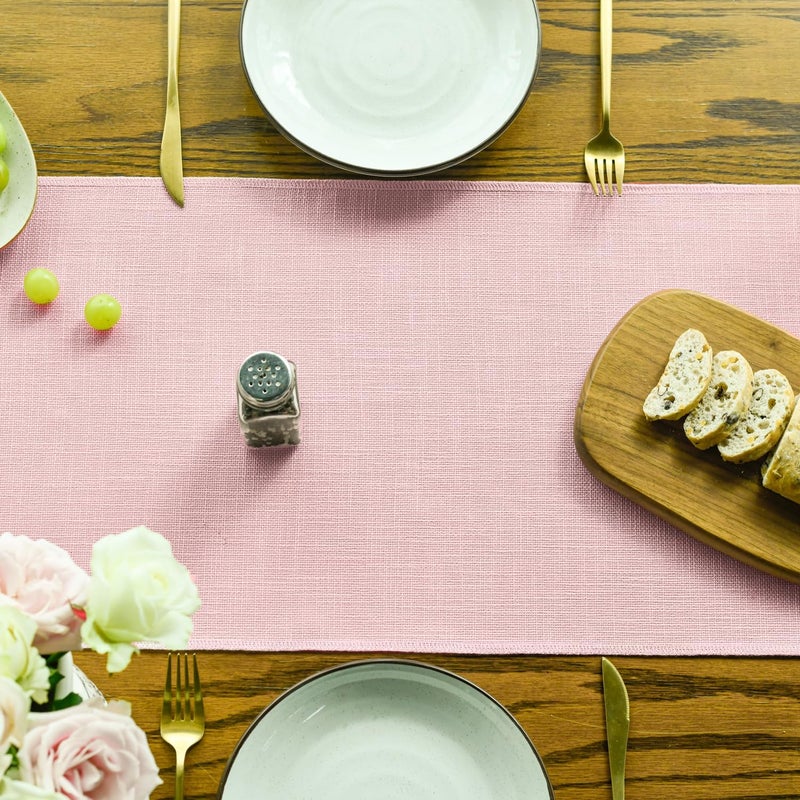 Artoid Mode Blush Pink Tassel Table Runner, Linen Blend Rustic Farmhouse Style Kitchen Table Decoration Holiday Wedding Party Dinning Decor 13x72 Inch - Image 3