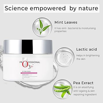 O3 DTAN Professional Pack For Instant Tan Removal For all skin Types Detan Pack for Tan Removal 50gm O30437 - Image 2