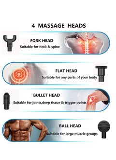 Generic Professional Massage Gun KH-320 , 4 In 1 Deep Tissue Electric Percussion Handheld Device for Body Back Pain Relief Therapy , 6 level variable frequency vibration - Red  - Image 3