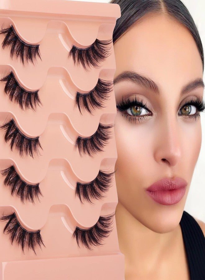 Winifred Half Lashes Natural Look Cat Eye False Eyelashes Wispy 3D Faux Mink Lashes Clear Band Fluffy Strip Eyelashes by Winifred - Image 1