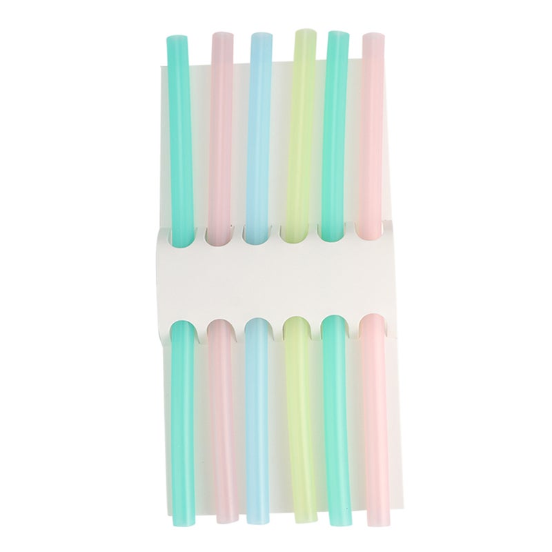 6pcs Silicone Soft Reusable Drinking Straws Flexible Straws for Over 6 Months Old Children - Image 1