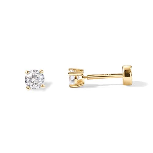 PAVOI 14K Gold Plated Solid 925 Sterling Silver Post Cubic Zirconia Stud Flat Back Earrings for Women | Cartilage Earring | Helix Piercing Jewelry | Small Stud Earrings for Women - Image 1