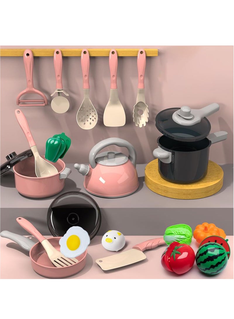 XiuWoo 108Pcs Kids Kitchen Toy Accessories, Toddler Pretend BBQ Camping Cooking Playset, Utensils Cookware Toys, Play Food Set, Toy Vegetables, Learning Gift for Girls Boys - Image 5