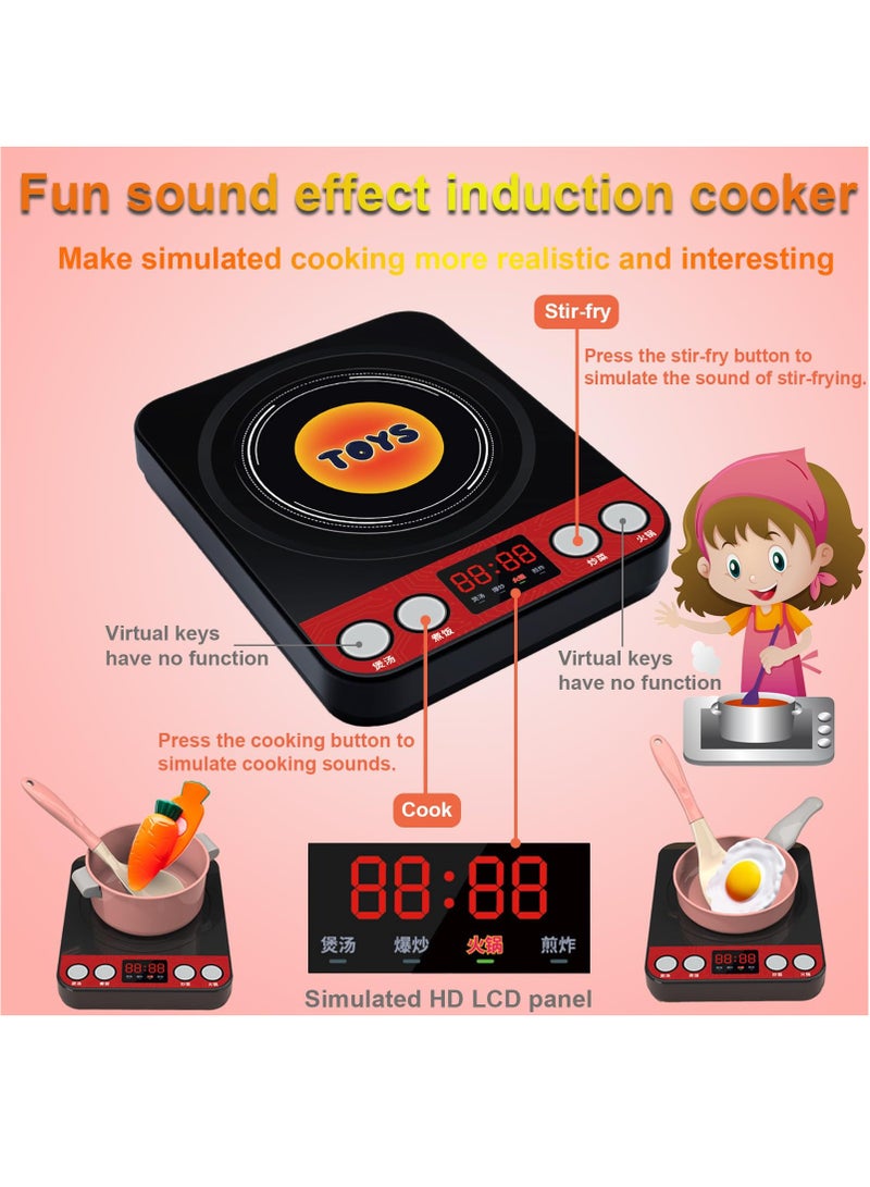 XiuWoo 108Pcs Kids Kitchen Toy Accessories, Toddler Pretend BBQ Camping Cooking Playset, Utensils Cookware Toys, Play Food Set, Toy Vegetables, Learning Gift for Girls Boys - Image 4