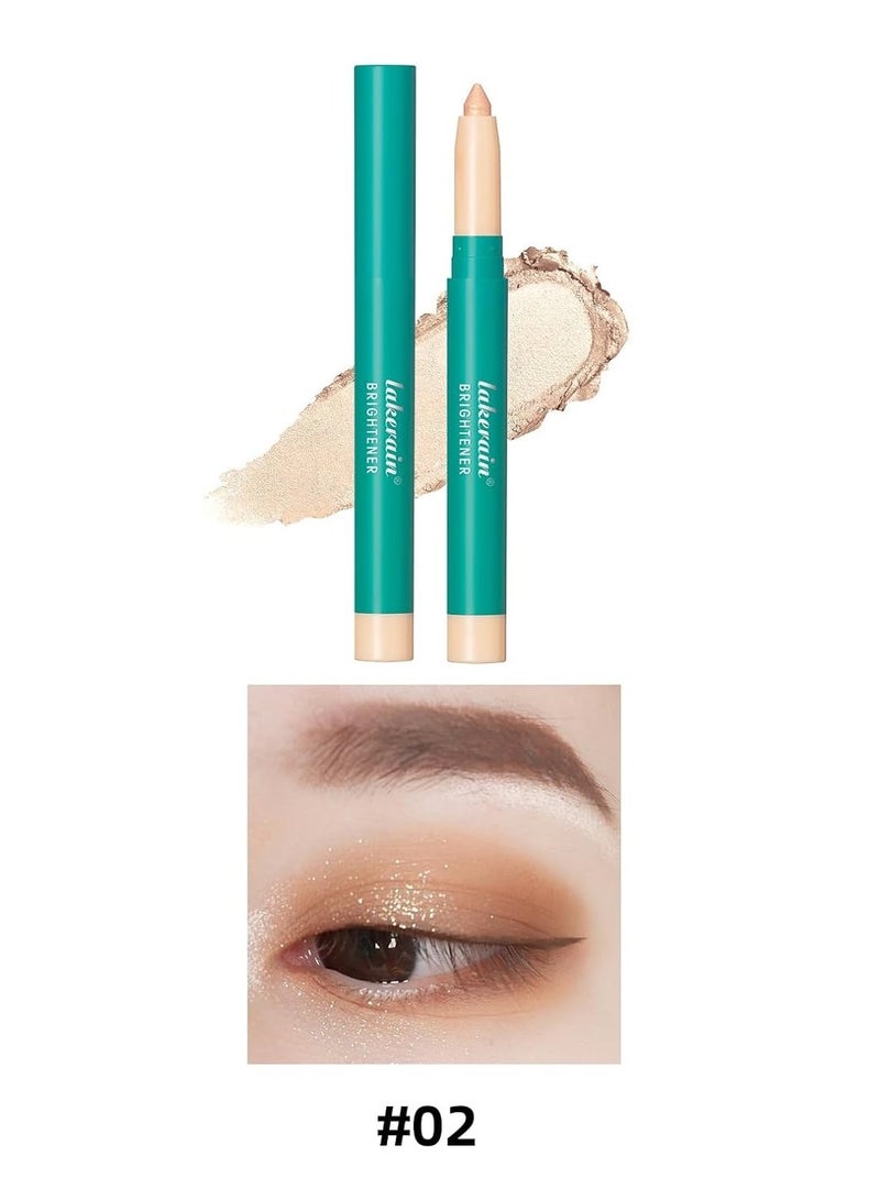 lakerain Shining Eye Brightener Enhance Eye Cream Professional Makeup Eyeshadow Pencil Advanced Shadow Stick Waterproof Eyeshadow Stick Eye Highlighter Shimmer Creamy Waterproof & Long-Lasting Eye Makeup for Women No.02  - Image 2