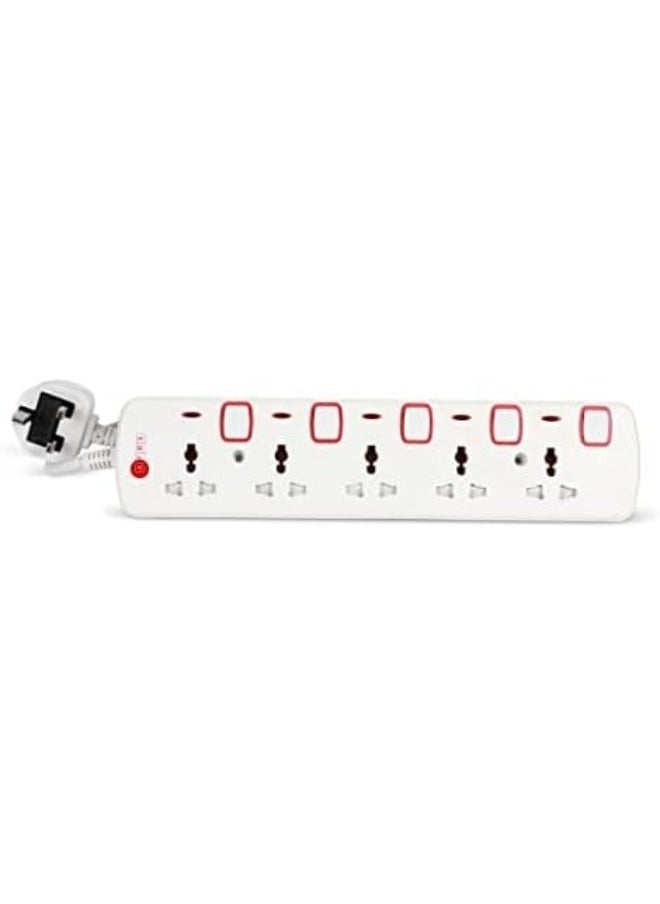 AFRA Extension Cord 3m, 5Way, 5 Universal Sockets, 3 Meter Cable, Easy Set-Up & Storage, Shockproof, 250V, AF-005EXRD, with 2 Years warranty
