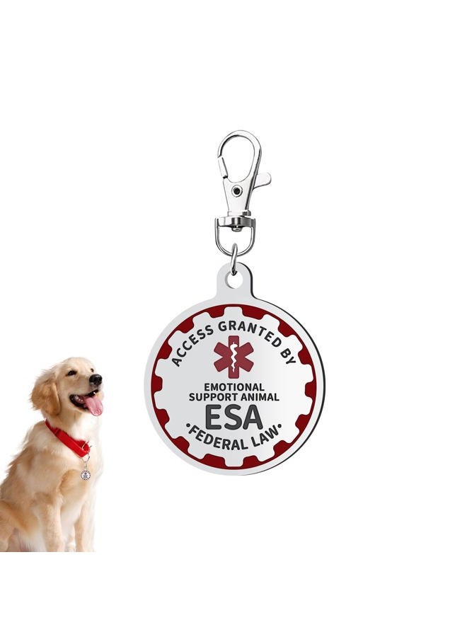 PEHADU Emotional Support Dog Tag Emotional Support Dog Tag Metal Pet ID Tags ESA Tag Red Medical Alert Symbol Double Sided, Navy Lettering l Easily Switch Between Collars Harness and Vest. - Image 1