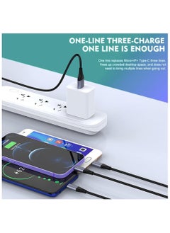 MOWSIL 3 in 1 USB Phone Charger Cable 1.2Mtr, 5A Fast Braided Nylon Unbreakable Charging Cable, Universal Multiple Ports Charging Cord with USB C/Micro USB/IOS Connector for Phones  - Image 5