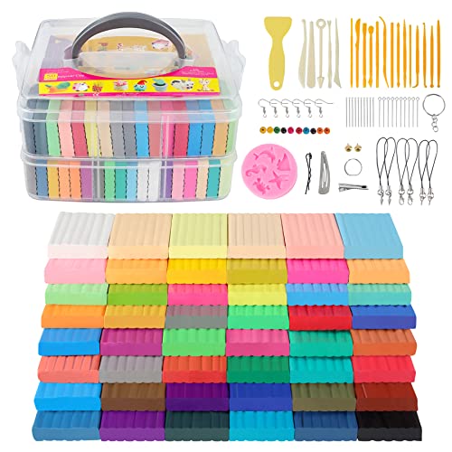 CyAJM Polymer Clay Sets, 50 Colors Oven Bake Modeling Clay for Kids, Sculpting Tools and Accessories, DIY Model Clay, Ideal Clay for Kids Beginners and Artists - Image 1