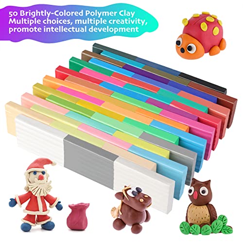 CyAJM Polymer Clay Sets, 50 Colors Oven Bake Modeling Clay for Kids, Sculpting Tools and Accessories, DIY Model Clay, Ideal Clay for Kids Beginners and Artists - Image 3