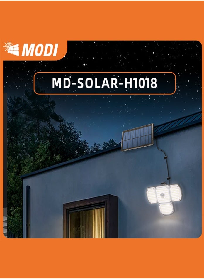 مودي مصباح حائط قابل للطي يعمل بالطاقة الشمسية مزود بمستشعر حركة وأربعة رؤوس - جهاز تحكم عن بعد - كشاف خارجي مقاوم للماء بقوة 600 لومن مع 3 أوضاع تشغيل - Image 4