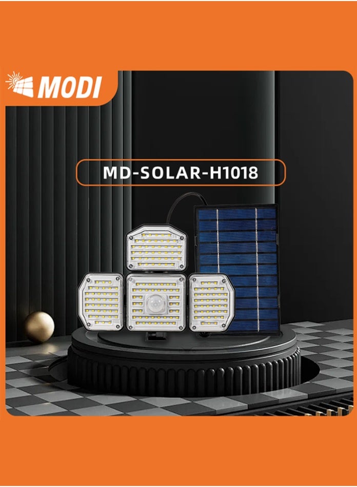 مودي مصباح حائط قابل للطي يعمل بالطاقة الشمسية مزود بمستشعر حركة وأربعة رؤوس - جهاز تحكم عن بعد - كشاف خارجي مقاوم للماء بقوة 600 لومن مع 3 أوضاع تشغيل - Image 2
