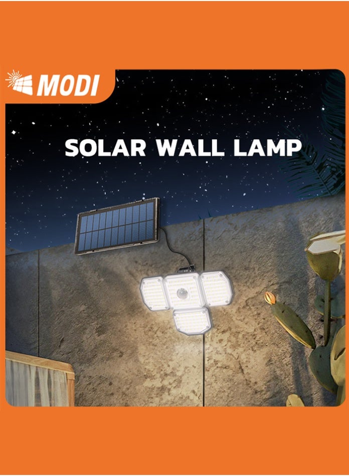 مودي مصباح حائط قابل للطي يعمل بالطاقة الشمسية مزود بمستشعر حركة وأربعة رؤوس - جهاز تحكم عن بعد - كشاف خارجي مقاوم للماء بقوة 600 لومن مع 3 أوضاع تشغيل - Image 3