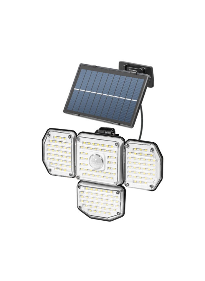 مودي مصباح حائط قابل للطي يعمل بالطاقة الشمسية مزود بمستشعر حركة وأربعة رؤوس - جهاز تحكم عن بعد - كشاف خارجي مقاوم للماء بقوة 600 لومن مع 3 أوضاع تشغيل - Image 1