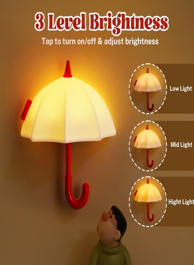 AVEKI Umbrella Night Light for Kids, 3 Levels Dimmable Silicone Tap Lamp for Baby Nursery, Rechargeable Squishy Bedside Night Lamp for Bedroom, Light-Up Magnetic Fridge Magnets for Kitchen (White) - Image 2