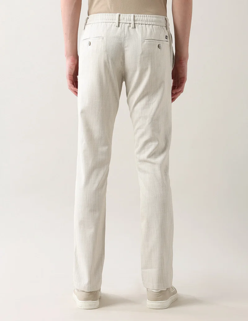 Arrow Light Brown Textured Slim Fit Trousers for Men | Best Price UAE