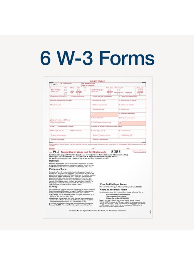 ADAMS 2025 W-2 Tax Forms Kit, 6-Part for 50 Employees/Recipients, Inkjet/Laser Printer Compatible, Includes 6 W-3 Forms, Access to Adams Tax Forms Helper (1017239) - Image 5
