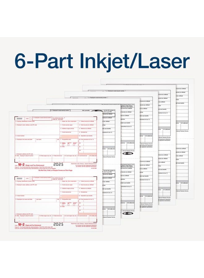 ADAMS 2025 W-2 Tax Forms Kit, 6-Part for 50 Employees/Recipients, Inkjet/Laser Printer Compatible, Includes 6 W-3 Forms, Access to Adams Tax Forms Helper (1017239) - Image 4