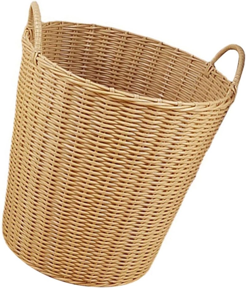 Outanaya 1pc Imitation Rattan Plastic Laundry Basket for Boy Girl Small Multi-functional Toy and Clothes Organizer for Home Storage - Image 1