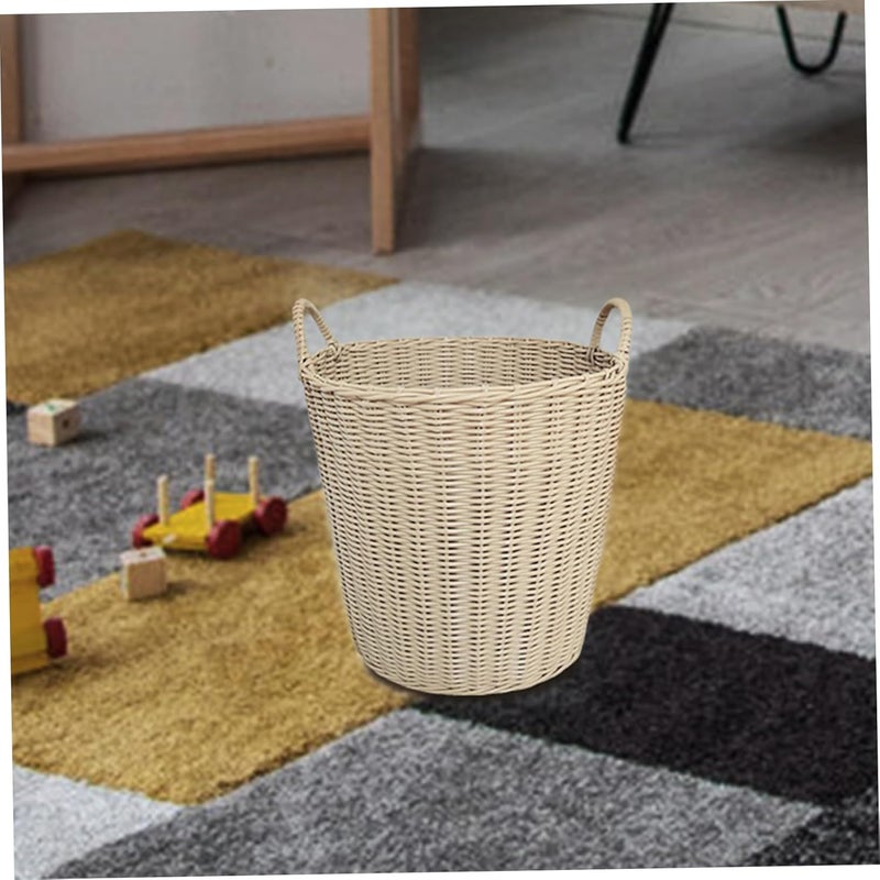Outanaya 1pc Imitation Rattan Plastic Laundry Basket for Boy Girl Small Multi-functional Toy and Clothes Organizer for Home Storage - Image 5