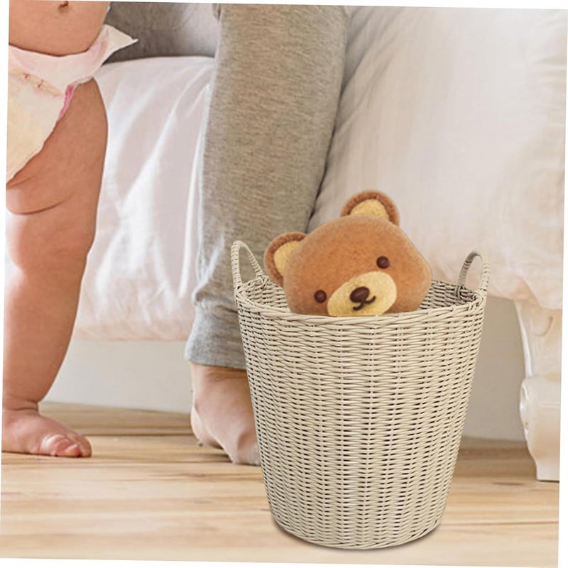 Outanaya 1pc Imitation Rattan Plastic Laundry Basket for Boy Girl Small Multi-functional Toy and Clothes Organizer for Home Storage - Image 4