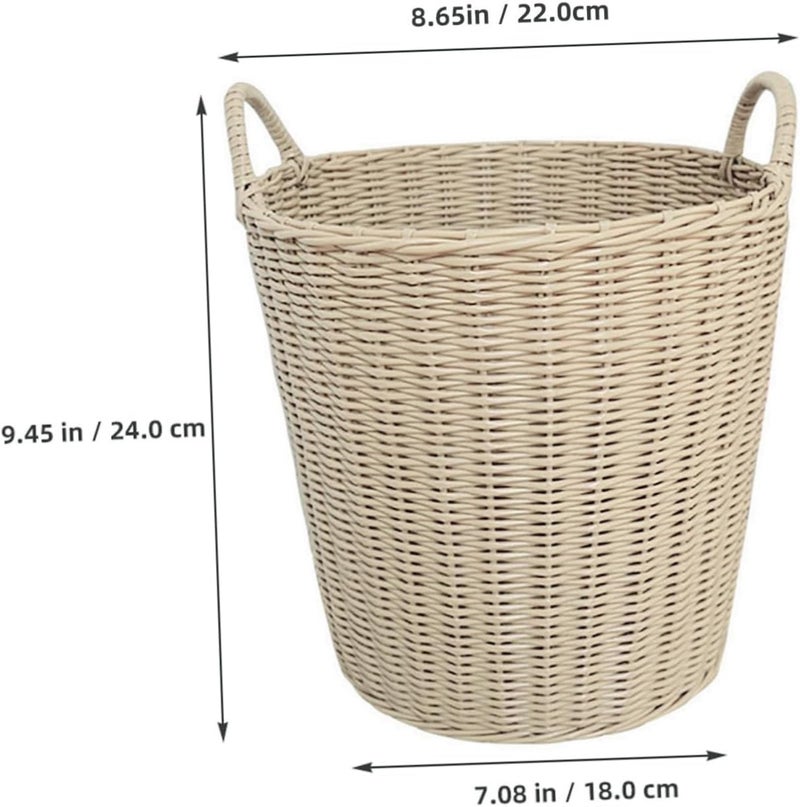 Outanaya 1pc Imitation Rattan Plastic Laundry Basket for Boy Girl Small Multi-functional Toy and Clothes Organizer for Home Storage - Image 2