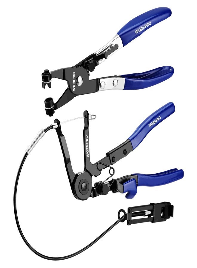 ووركبرو طقم كماشة مشابك خرطوم WORKPRO من قطعتين، كماشة مشبك خرطوم مرن بطول 27 بوصة، كماشة خراطيم ذات شريط مسطح، أداة إزالة لخرطوم سائل تبريد السيارة، وأنبوب الماء - Image 1