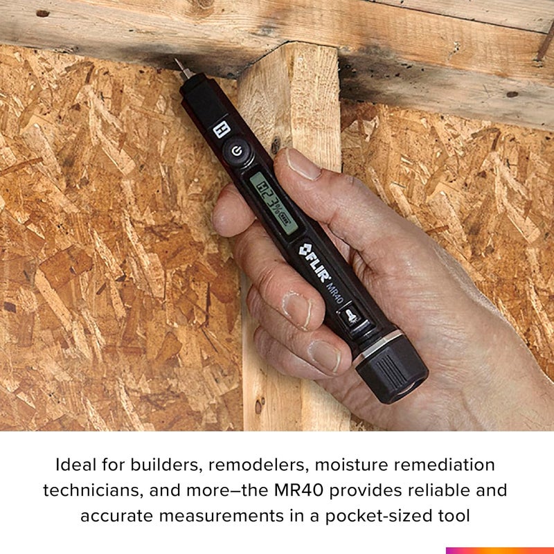 Flir MR40 Moisture Pen + Flashlight, Pocket Portable, Rugged 2-Pin, Single-Scale Moisture Meter with an Integrated Flashlight for Wood and Common Building Materials - Image 3