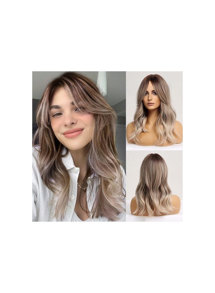 Synthetic Hair Wig Long Wavy Gray Fiber Hair Color