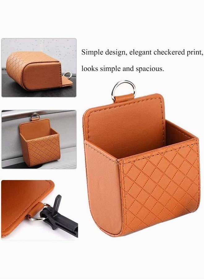 Generic Car Air Vent Storage Bag, Multifunctional Car Pocket Automotive Air Vent Mobile Phone Storage, Pouch Small Bag Organizer Box Holder Set of 2 (Black and Brown) - Image 5