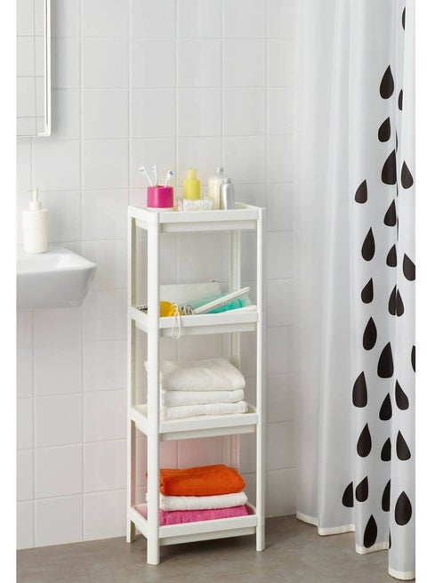 4 Layer  Shelving Unit Shelf White 36x23x100 cm