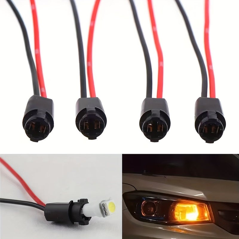 T5 Led Bulb Holder Socket 6pcs For 1.2W W3W Instrument Light Plug Extension Cable Harness - Image 1
