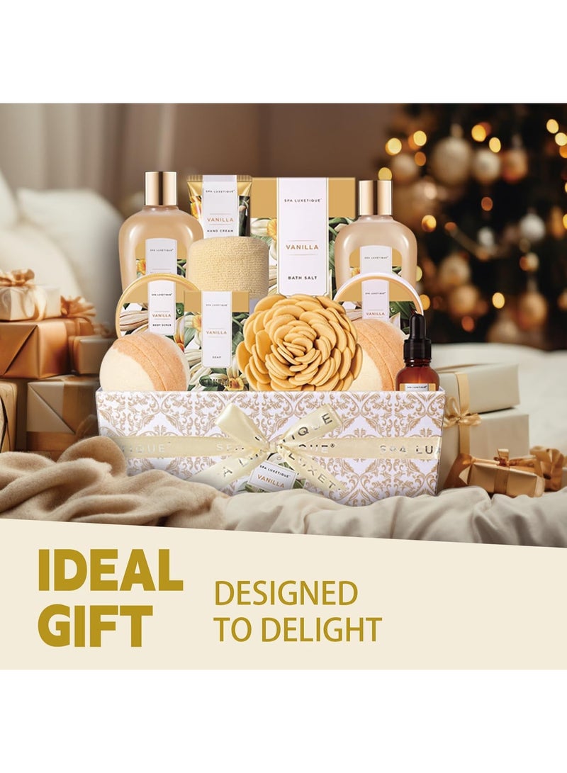 spa luxetique Spa Gift Baskets for Women, Spa Luxetique Spa Gifts for Women, Birthday Gifts for Women, 12pc Vanilla Bath Gift Set, Self Care Gifts for Women, Spa Kit for Women, Gifts for Women - Image 2