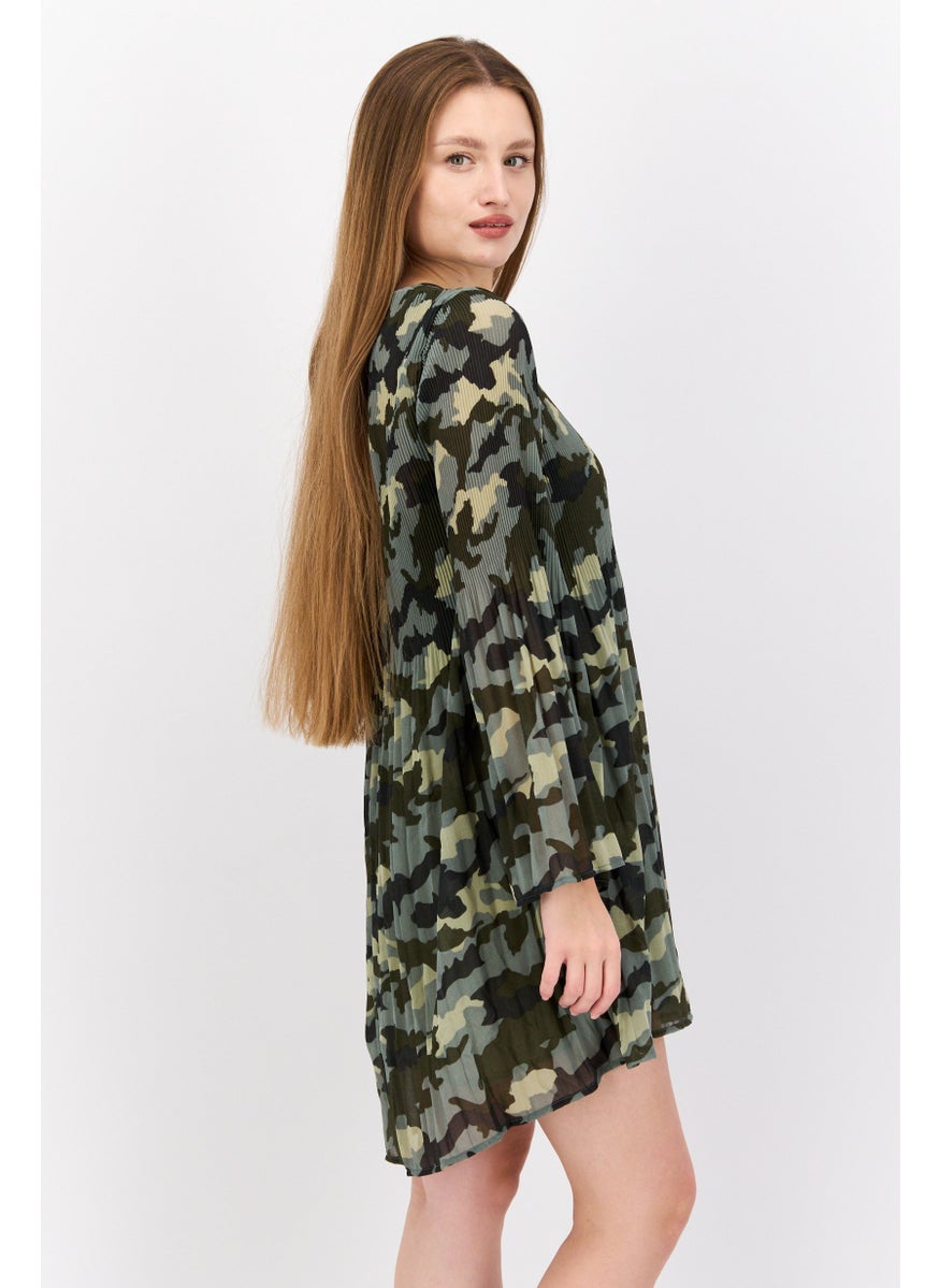 Pepe Jeans Women Camo Mini Dress, Sage Green Combo  - Image 4