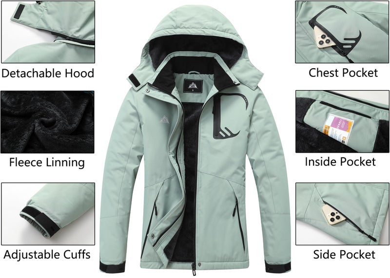 MOERDENG Women's Snow Ski Jacket Warm Winter Coat Waterproof Snowboarding Jacket Mountain Hiking Winter Jacket - Image 5