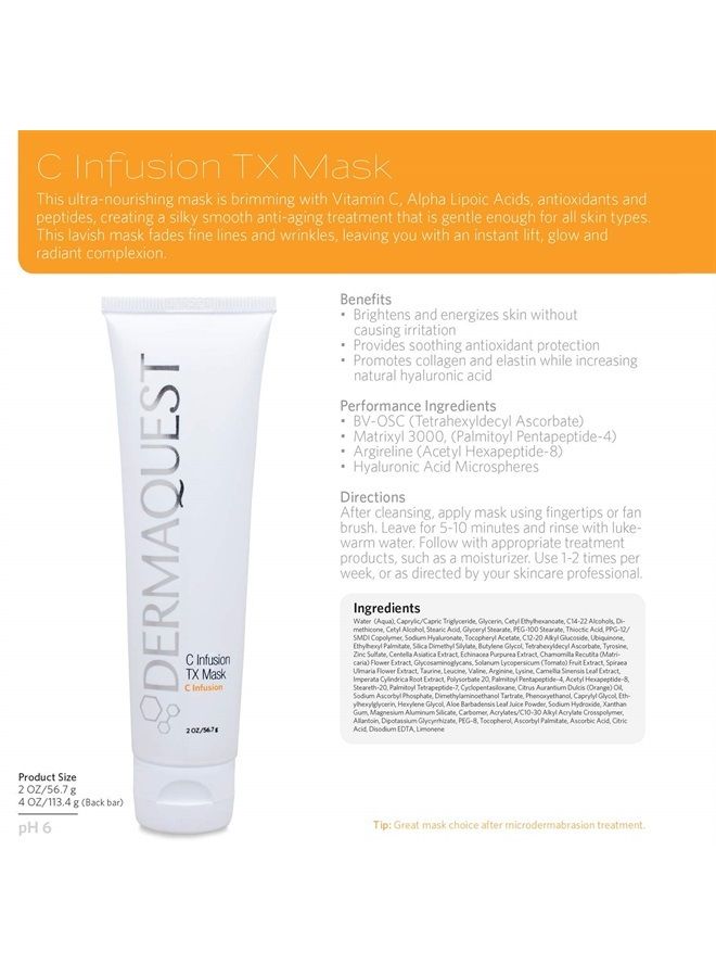 DermaQuest C Infusion TX Anti Aging Vitamin C Face Mask - Brightening & Energizing Pore Minimizing Facial Mask For Women & Men (2oz) - Image 5