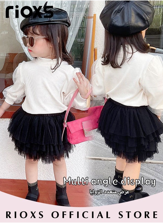 RIOXS - Little Girls Tutu Skirt A-Line Layered Tulle Princess Dresses Dance Wear Clothes For Girls - Image 1