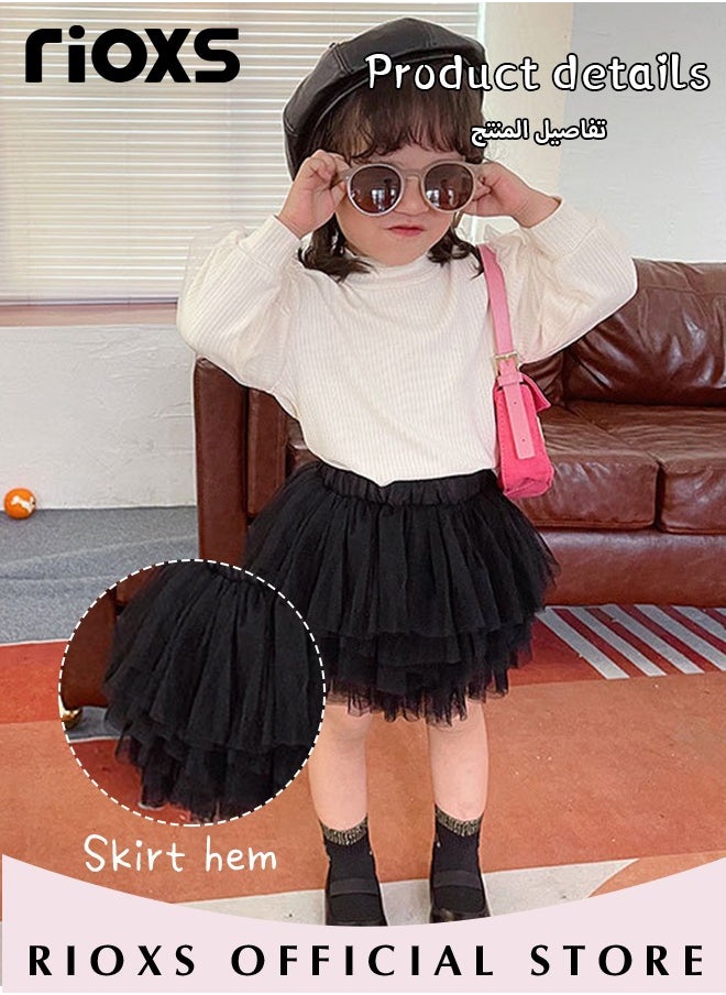 RIOXS - Little Girls Tutu Skirt A-Line Layered Tulle Princess Dresses Dance Wear Clothes For Girls - Image 1
