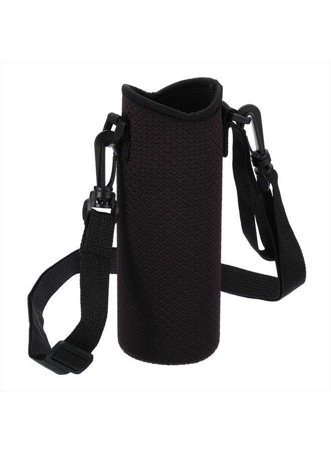 PATIKIL حقيبة حمل زجاجة ماء 66 مم × 185 مم، 1 عبوة حاملة زجاجة محمولة معزولة من النيوبرين مع حزام كتف قابل للتعديل، أسود - Image 1