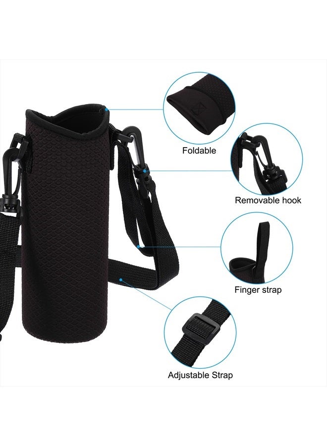 PATIKIL حقيبة حمل زجاجة ماء 66 مم × 185 مم، 1 عبوة حاملة زجاجة محمولة معزولة من النيوبرين مع حزام كتف قابل للتعديل، أسود - Image 4