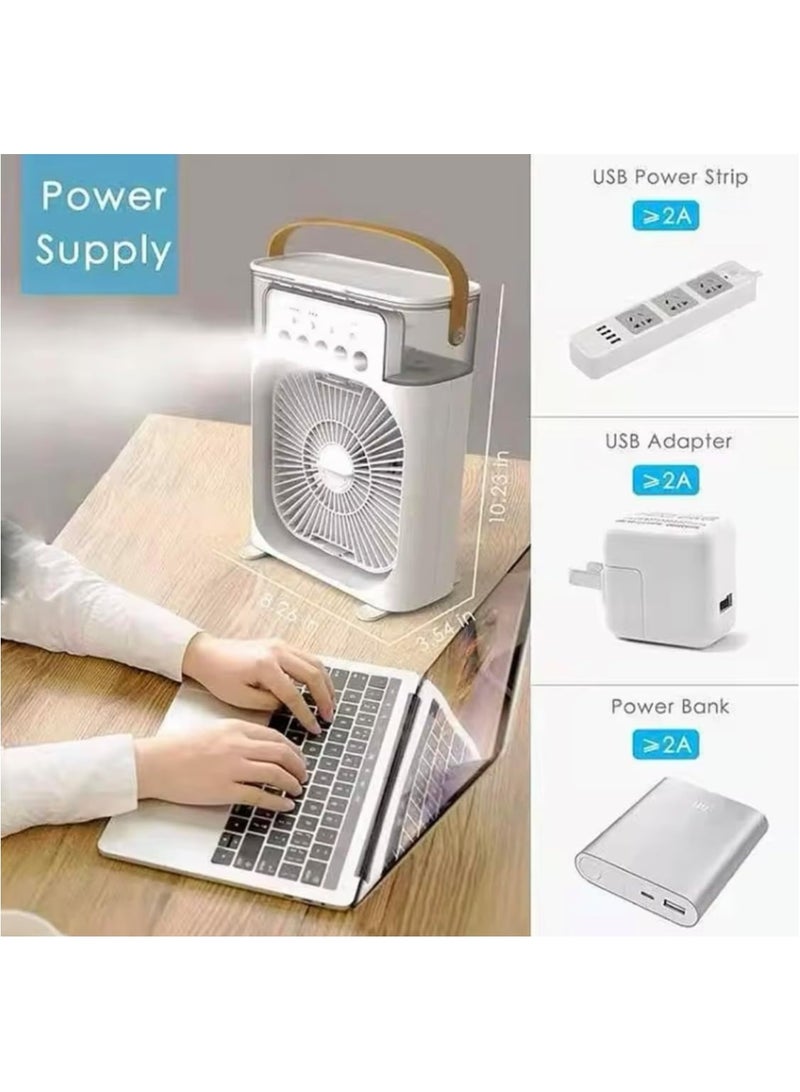 مروحة تبريد هواء صغيرة محمولة - مكيف هواء شخصي يعمل بمنفذ USB، جهاز ترطيب الهواء، 3 سرعات، 7 ألوان LED، مؤقت، مكتب منزلي - Image 2