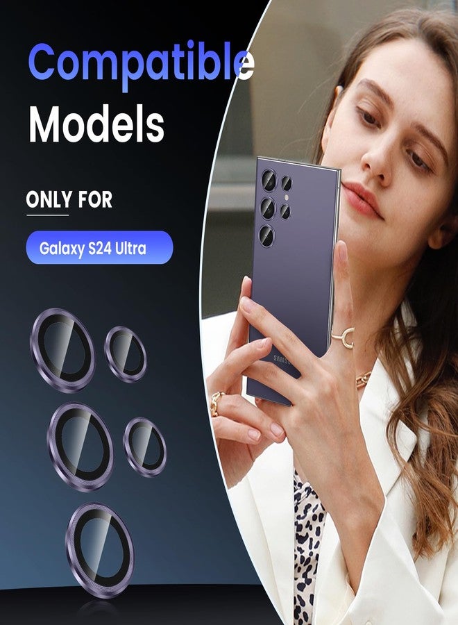 Tensea (3+2PCS for Samsung Galaxy S24 Ultra 5G Camera Lens Protector, 9H Tempered Glass Camera Cover Screen Protector Metal Individual Ring for S24 Ultra 5G 2024 [Installation Tray][Case Friendly] - Image 2