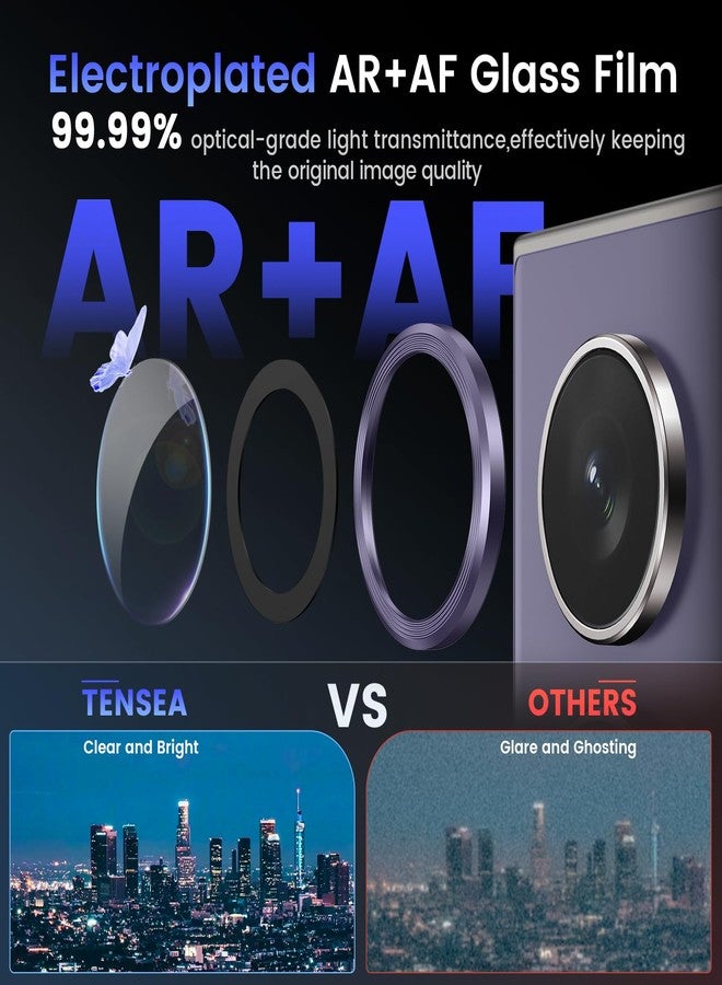 Tensea (3+2PCS for Samsung Galaxy S24 Ultra 5G Camera Lens Protector, 9H Tempered Glass Camera Cover Screen Protector Metal Individual Ring for S24 Ultra 5G 2024 [Installation Tray][Case Friendly] - Image 3