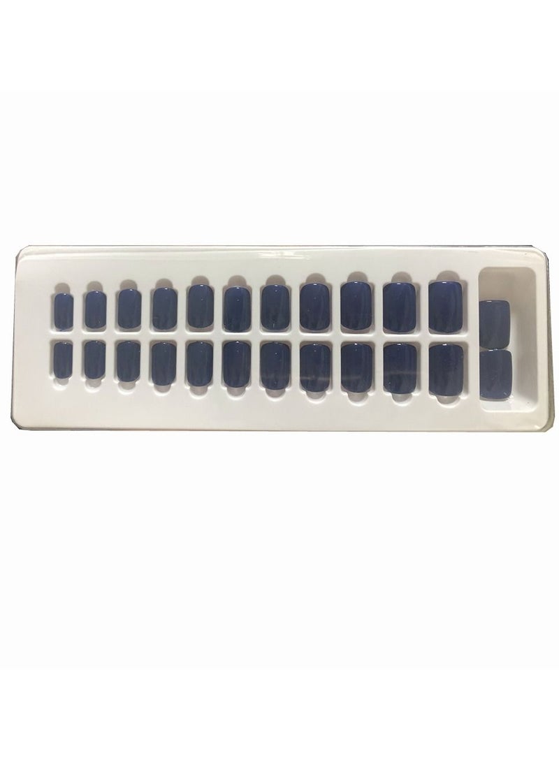 BLOOMING TIME 20 Piece Full Cover Acrylic Artificial Nails dark bule - Image 2