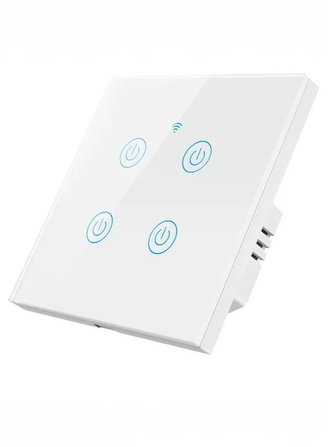 Jourvent Smart WiFi Touch Light Switch 4 Gang, No Neutral Wire Required & Neutral Wire Compatible, Works with Alexa, Google Home, Apple HomeKit (via CozyLife), eWeLink App Control, Timer & Share Function - Image 1