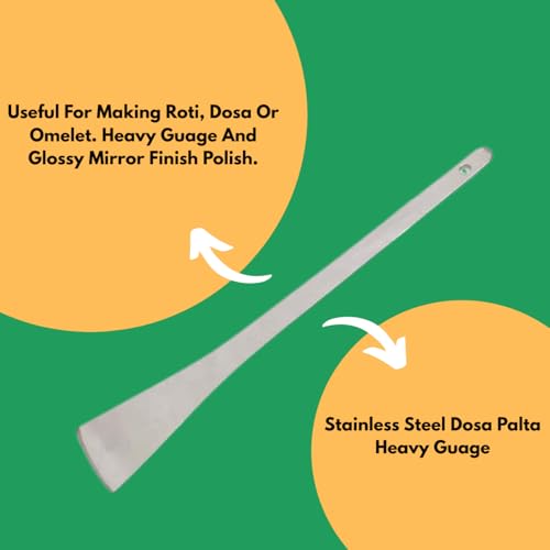 faas 1 PS Steel Andra Palta/Turners for Dosa,Egg &1 PS Stainless Steel Pakkad/Silicone Grip - Image 3