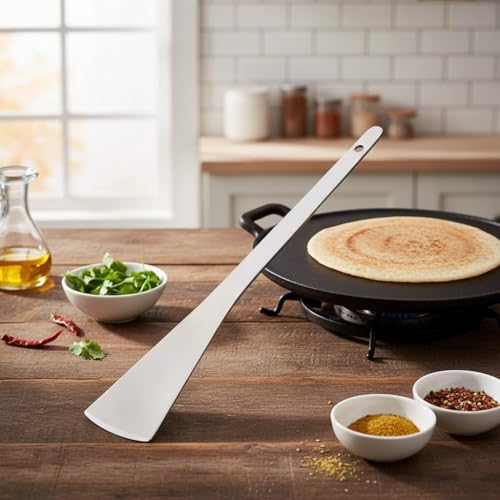 faas 1 PS Steel Andra Palta/Turners for Dosa,Egg &1 PS Stainless Steel Pakkad/Silicone Grip - Image 2