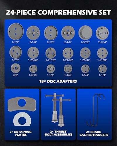 Orion Motor Tech Disc Brake Pad and Caliper Service Tool Kit | Professional Disc Brake Caliper Compression Tool Kit | Universal Disc Brake Caliper and Piston Wind Back Tool Set with Case - Image 3